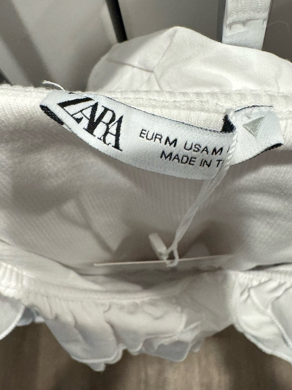 Zara White Ruffle Sleeve Blouse - Picture 2 of 2